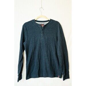 Alesbury M henley blue mens cotton long sleeve layering